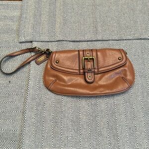 Nine West cognac leather wristlet